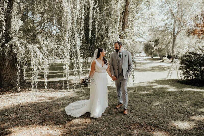 Bride and Groom smiling together