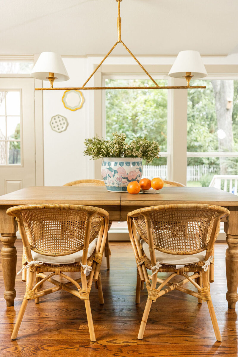 Historical, coastal, peaceful dining room, designed by Hope Miriam Designs in DFW