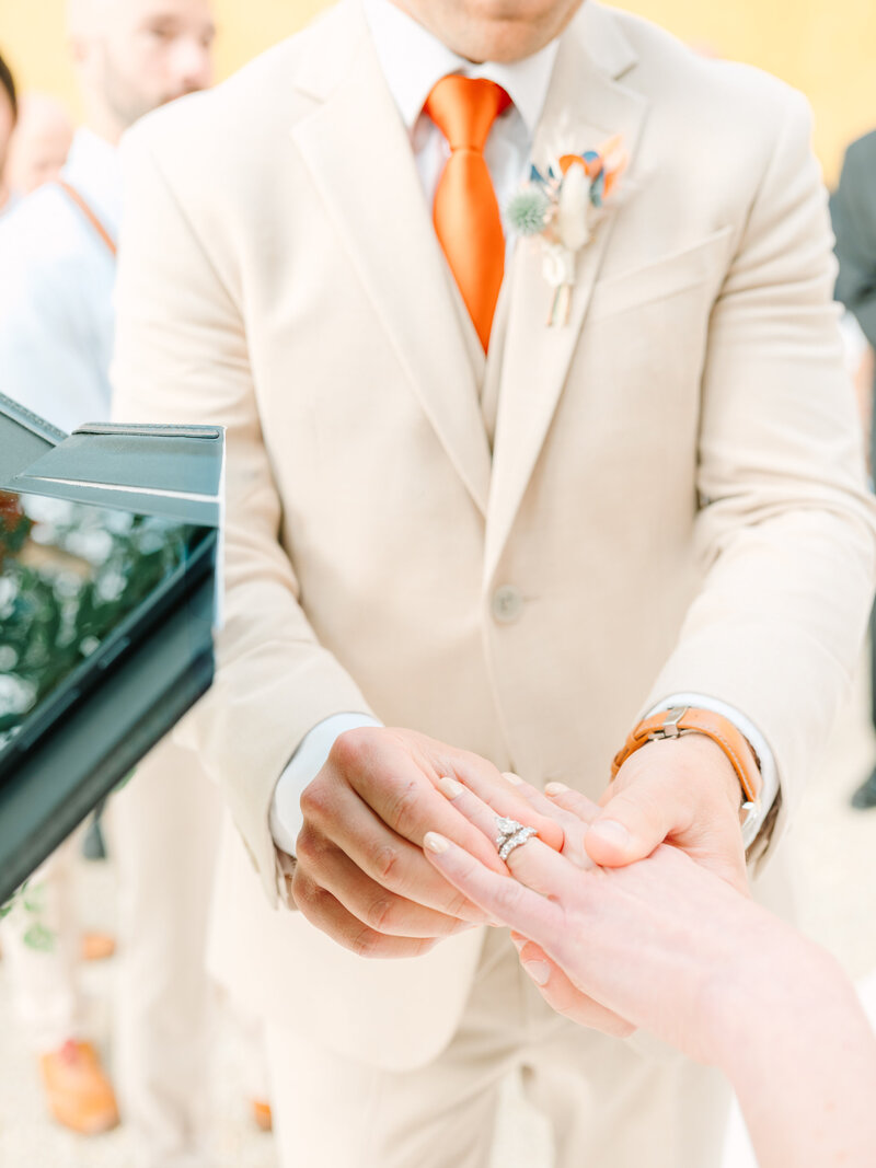 Ring Exchange, wedding ceremony, details of the ring