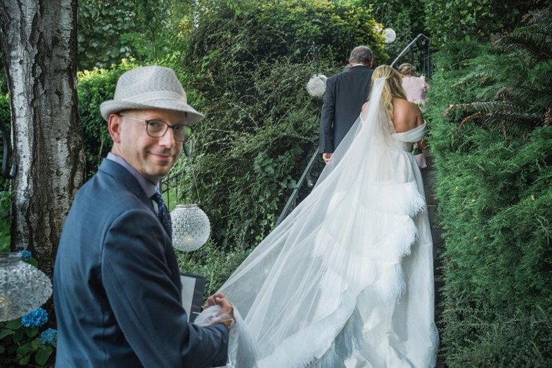 Emily John Wedding - Simply Troy holding train