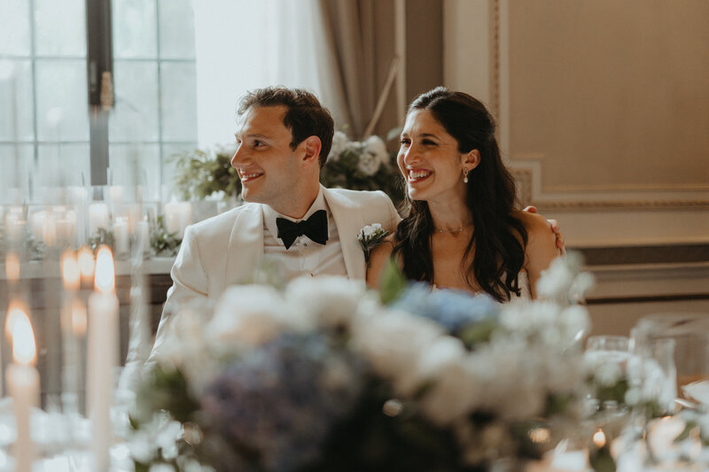 Luxury wedding reception setup with elegant decor at Château Frontenac in Quebec City.