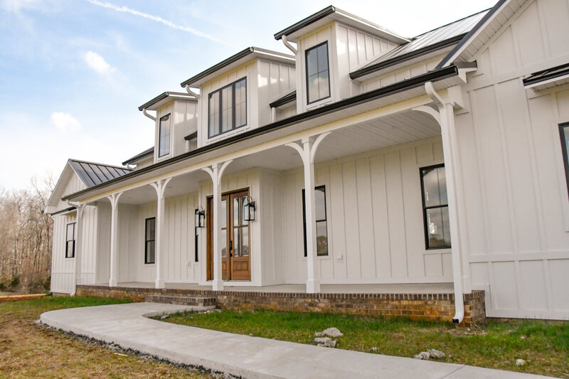 custom home front porch white farmhouse