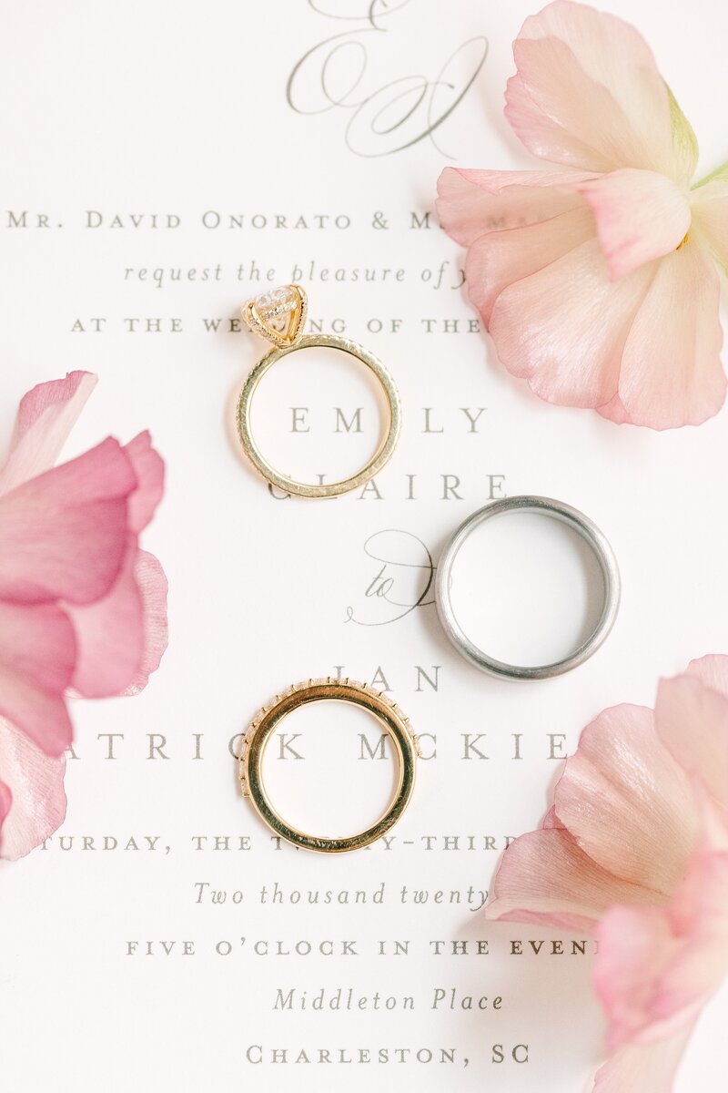 wedding rings on the invitation