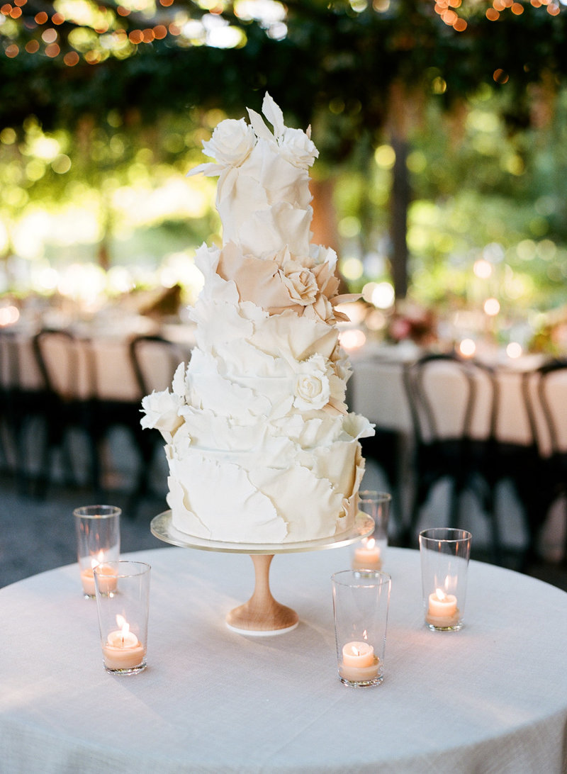Cake for wedding by Jenny Schneider Events at the Beaulieu Garden in Napa Valley, California. Photo by Lori Paladino Photography.