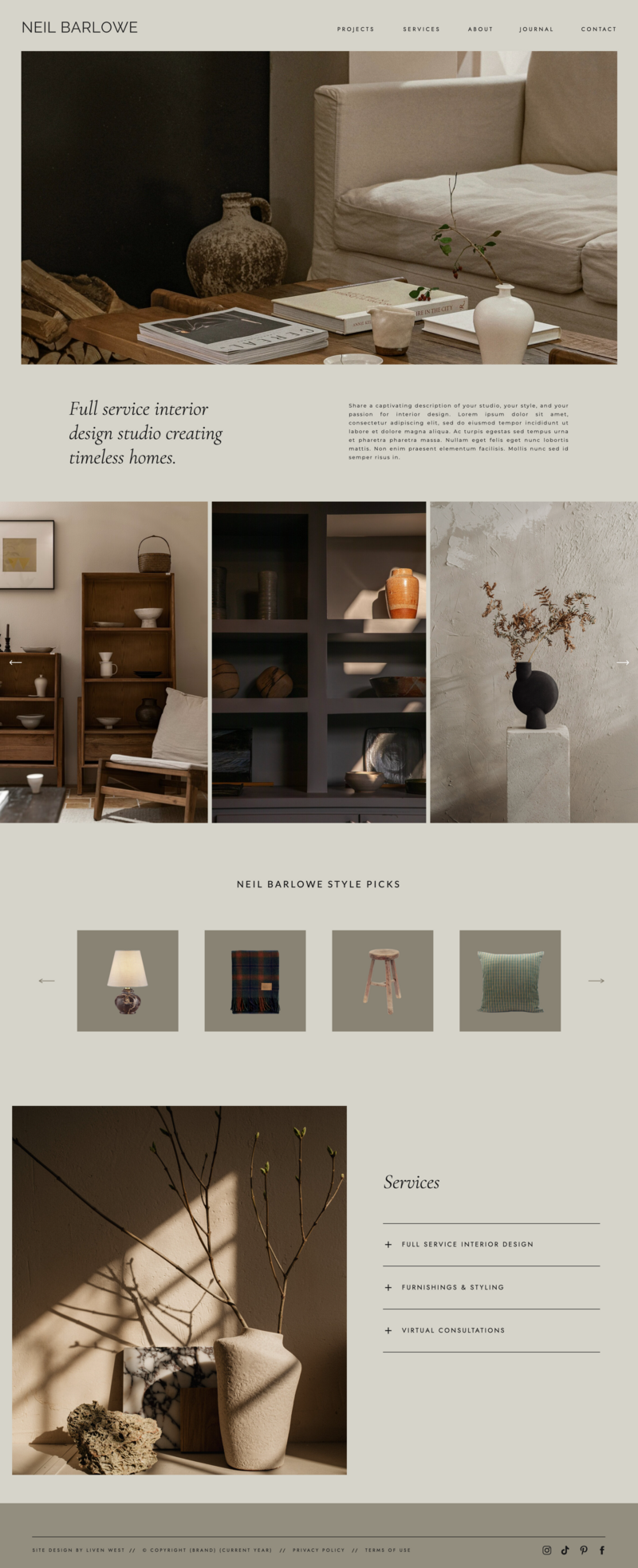 Neil Barlowe - website template for interior designers by Liven West