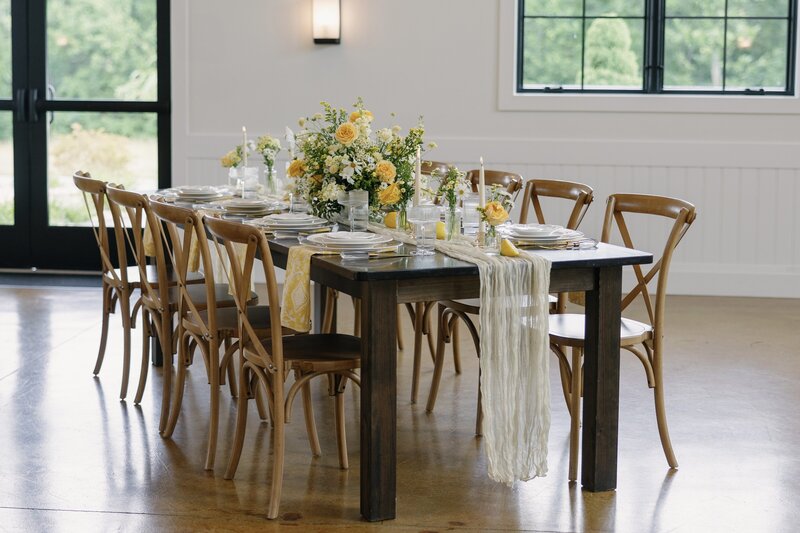 Hazelwood Weddings Indoor wedding reception with custom furniture