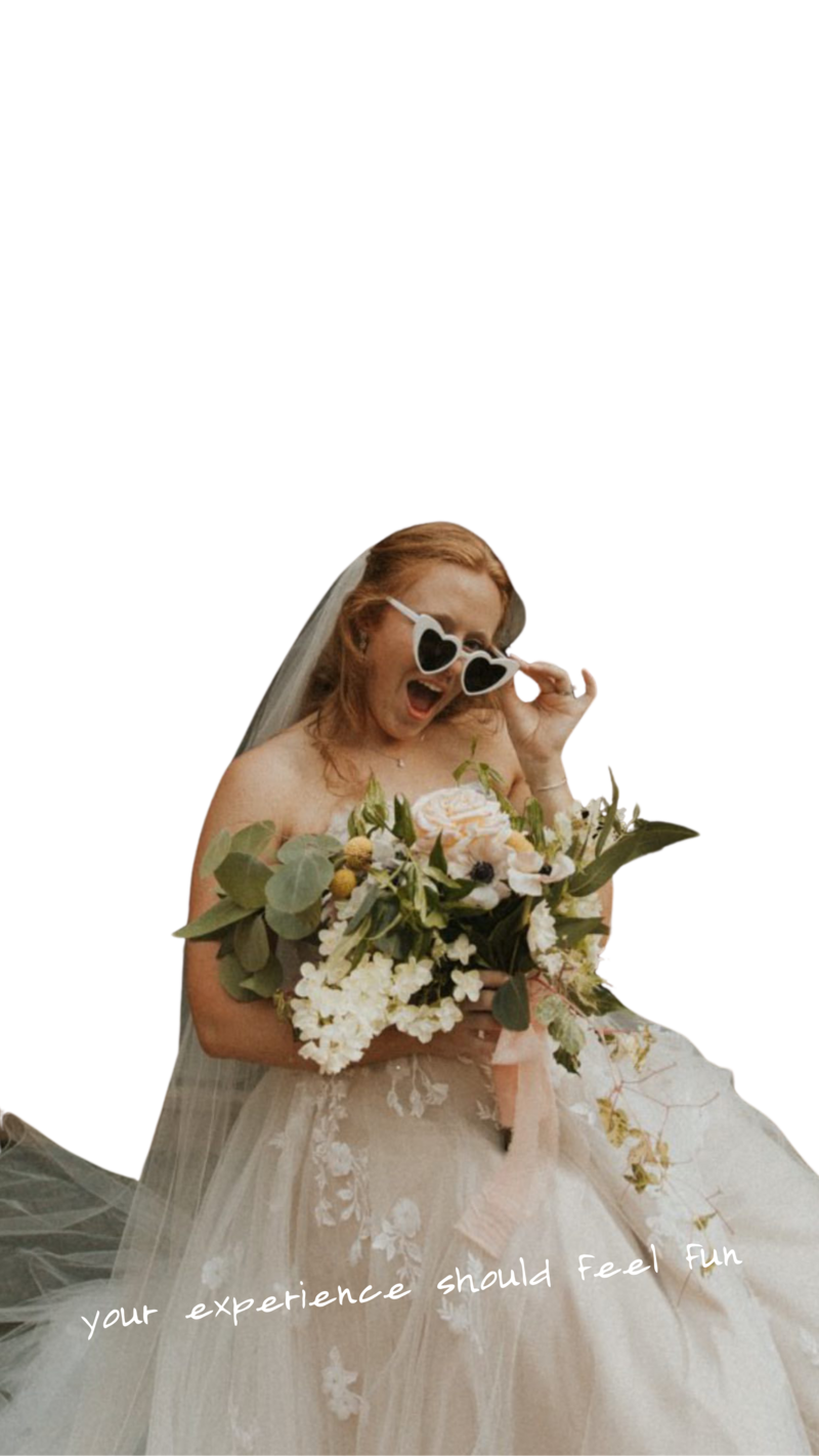 graphic of trendy bride with classic florals in seattle washington