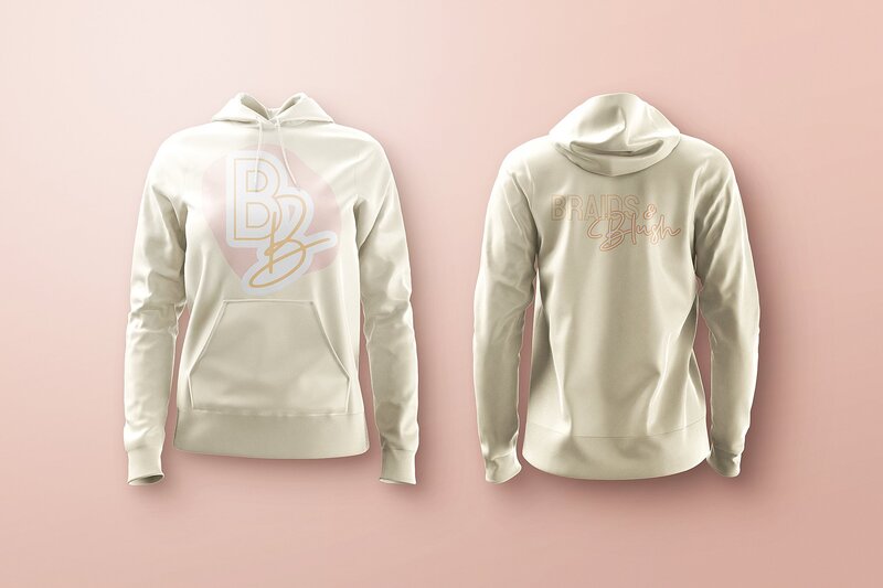 Mockup hoodie design for Braids and Blush branding