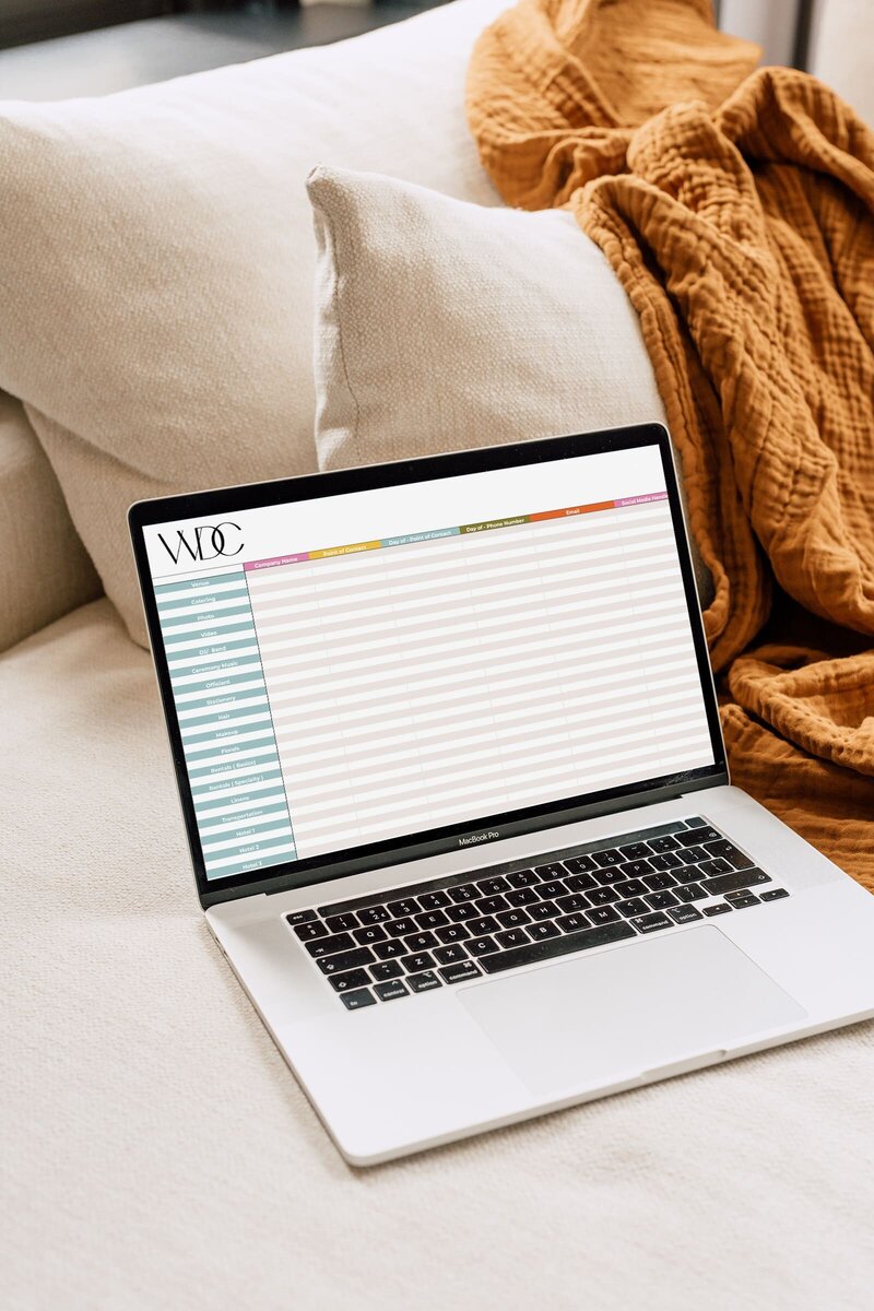 Final Vendor Sheet Template on a Laptop Screen