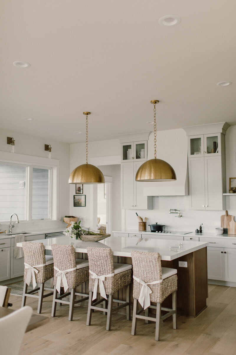 Prestige Builders Ames Iowa custom transitional kitchen remodel with wood and brass accents