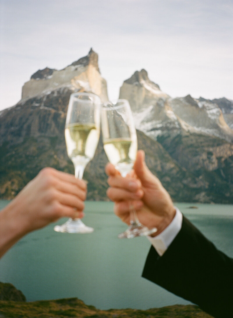 couple eloping in the mountains in patagonia