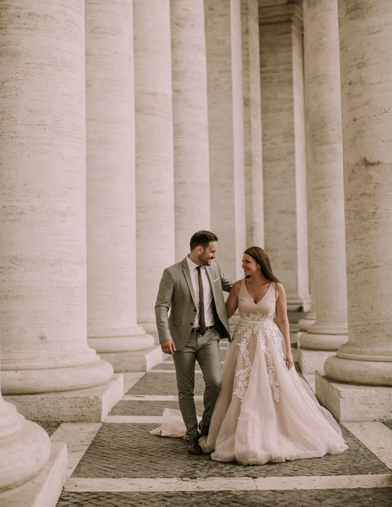 Bride and Groom Walking Near Court House In New York City