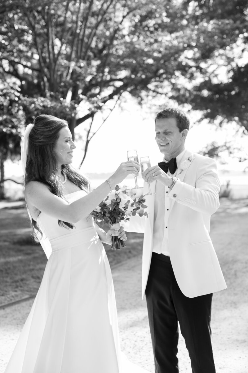 Wedding Champagne Toast at Lowndes Grove in Charleston, SC