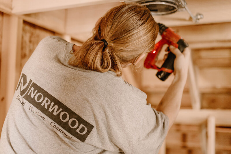 NWA Electrical Company installing can lights