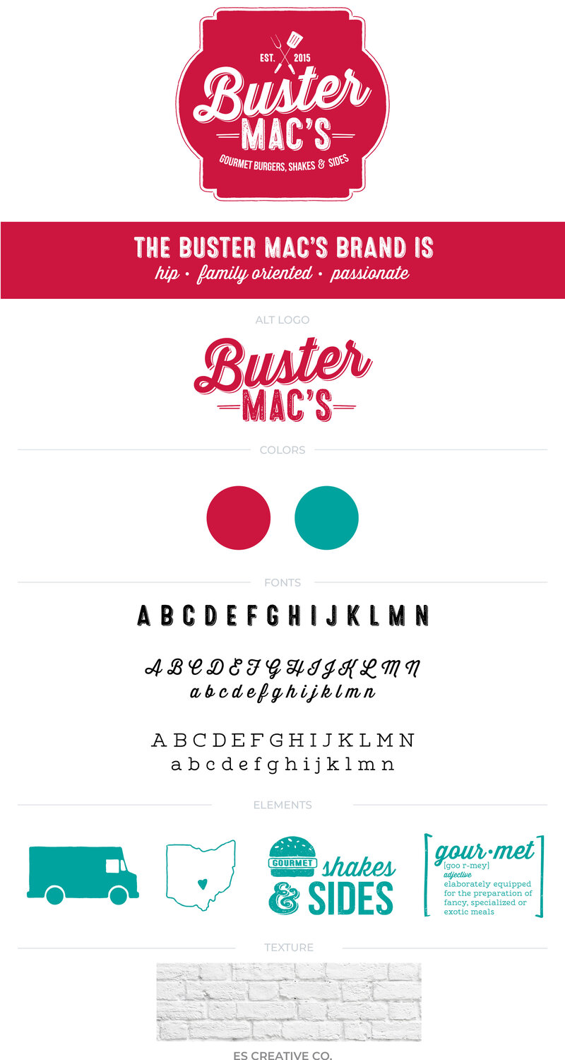 hip, red & teal logo and brand design for burger food truck
