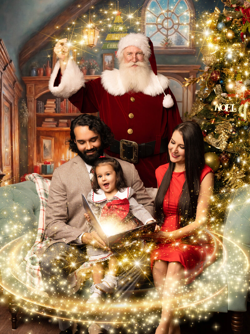 Beautiful christmas little girl with  santa