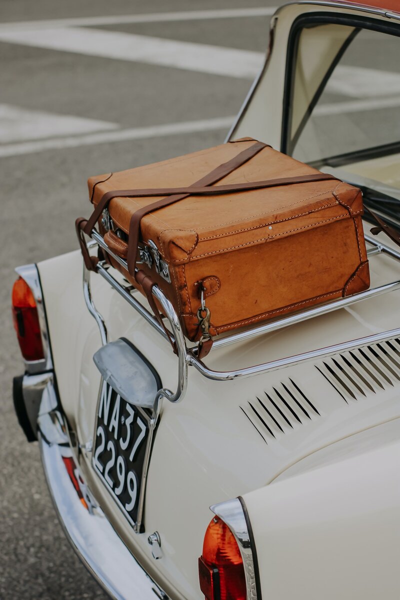Brown vintage suitcase on ivory vintage car_pexels-nati