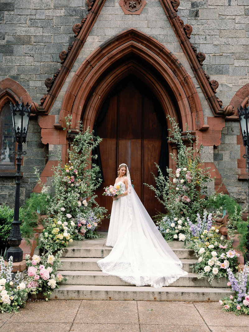 24_Kate Campbell Floral St Dominic DC church floral entrance wedding by Kir Tuben Photo copy