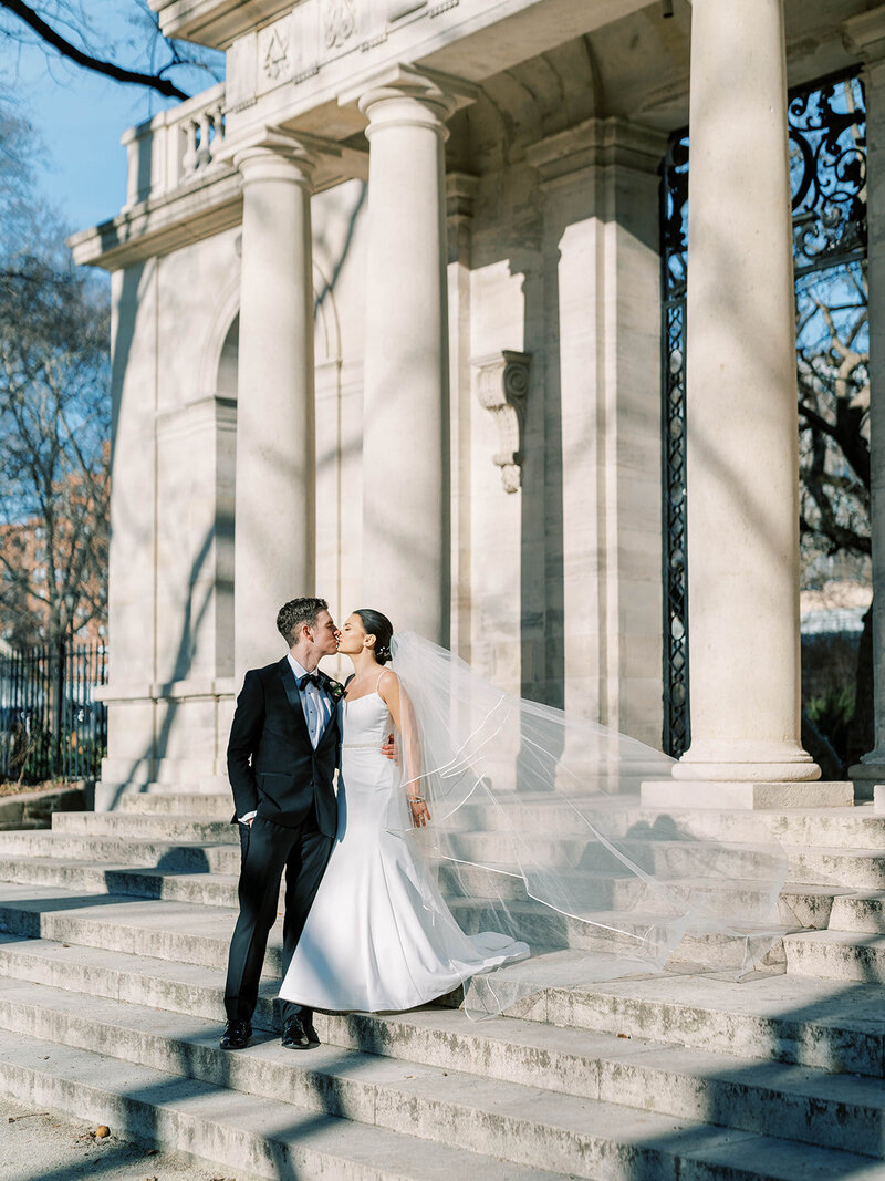 Fashionable and stylish black tie spring wedding with white roses and orchids, Berta wedding gown, and YSL bridal shoes at an Estate with French-inspired architecture and ambiance | Park Chateau Estate and Gardens | East Brunswick NJ | Denise Marie Photography | Editorial Wedding Photographer based in Philadelphia PA