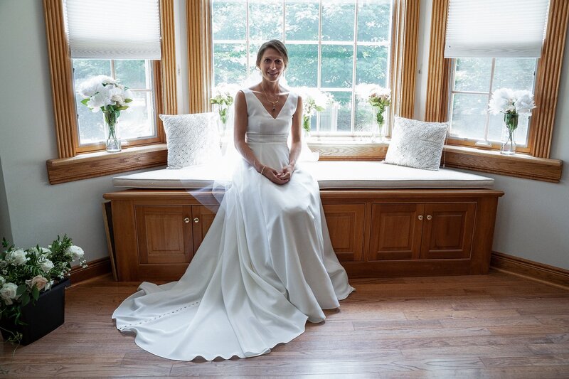 Silk crepe custom wedding dress for Ohio wedding