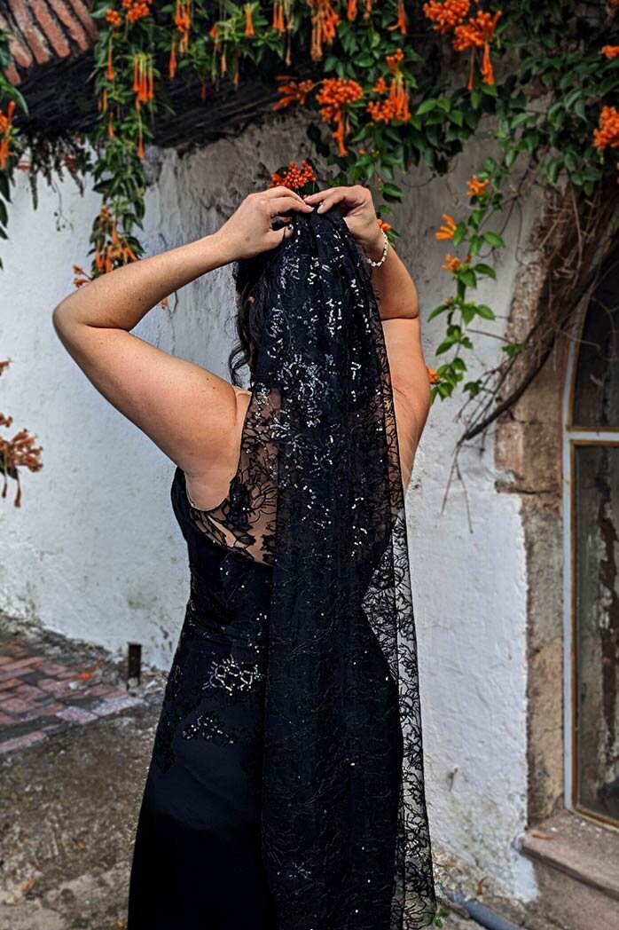 black veil for gothic wedding