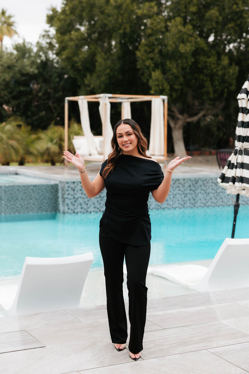Personal branding photoshoot direction for real estate entrepreneur Chantel Griggs by Her Higher Standard Design Studio in Phoenix, showcasing confidence and luxury lifestyle branding.