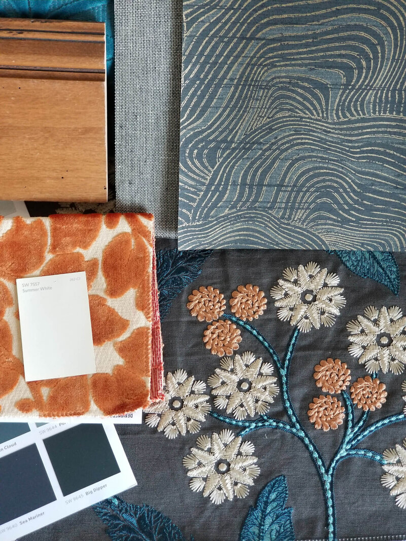 fabric samples on a surface