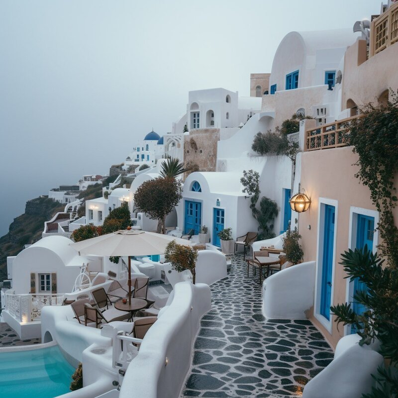 Santorini Serenity_ White-Washed Harmony Overlooking the Aegean