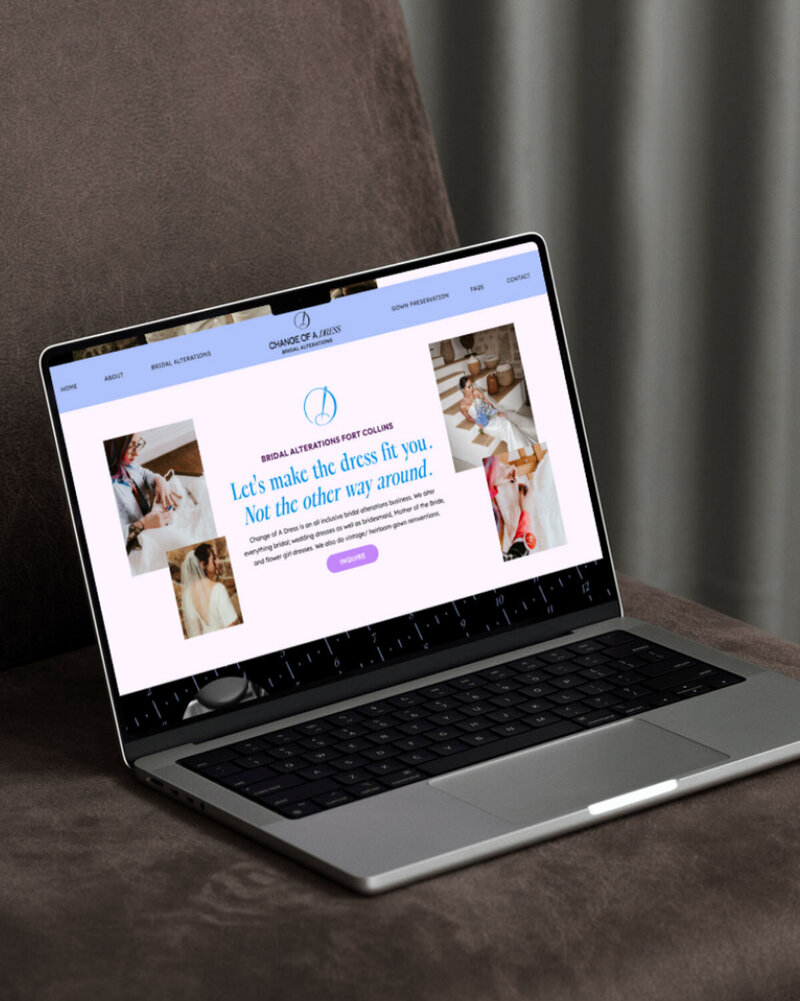custom Showit website design fora Change of a Dress, a seamstress in Fort Collins, Colorado