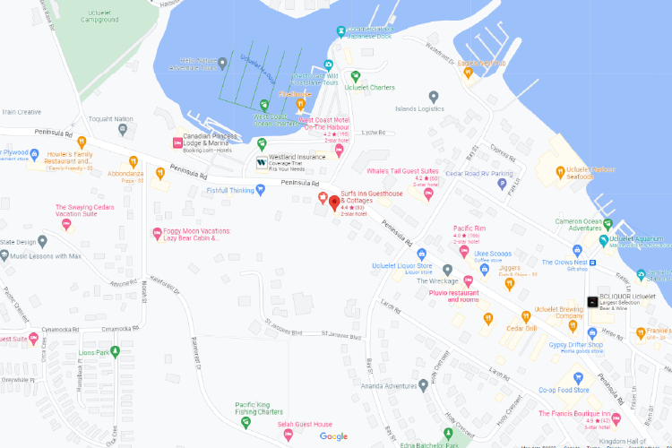 Google Map Image of Ucluelet, BC