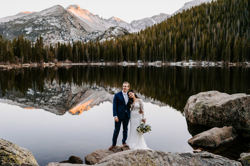 Couple eloping at Bear Lake in Rocky Mountain National Park, Colorado with Alpine Vows