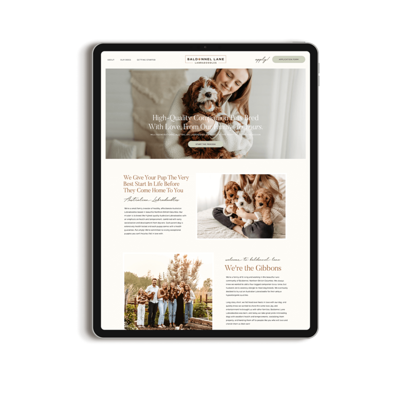 Design Mockup of Showit Dog Breeder Website