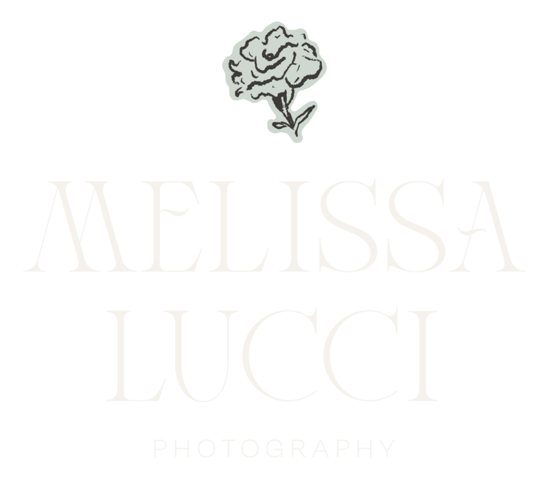 Logo of Melissa Lucci Photography, designed by a skilled photography website designer, featuring a stylized flower above the name "Melissa Lucci" and the word "Photography" below.