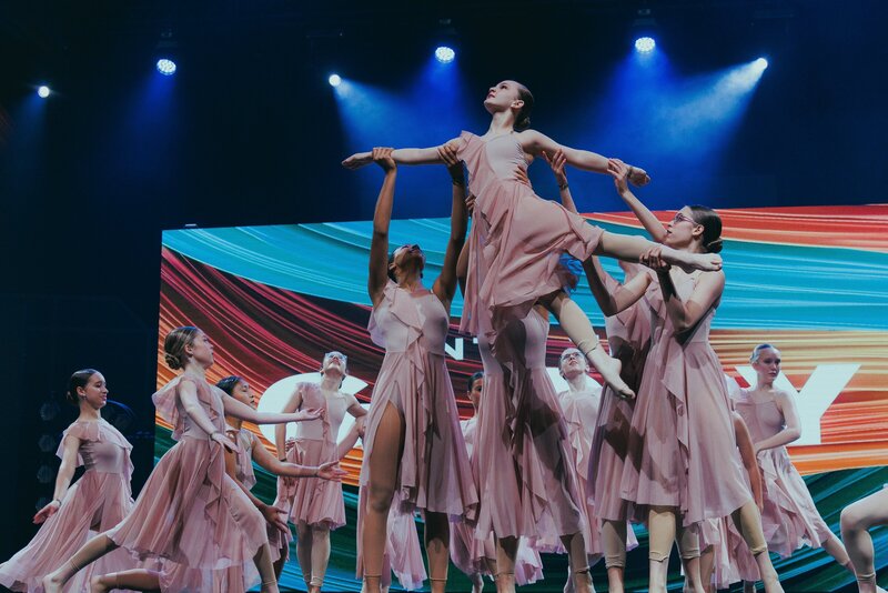 Dancers in yellow dress in Southlake showcase