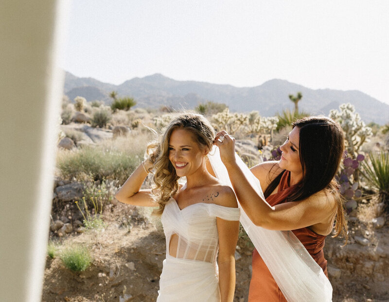 Victoria fixing bride's veil