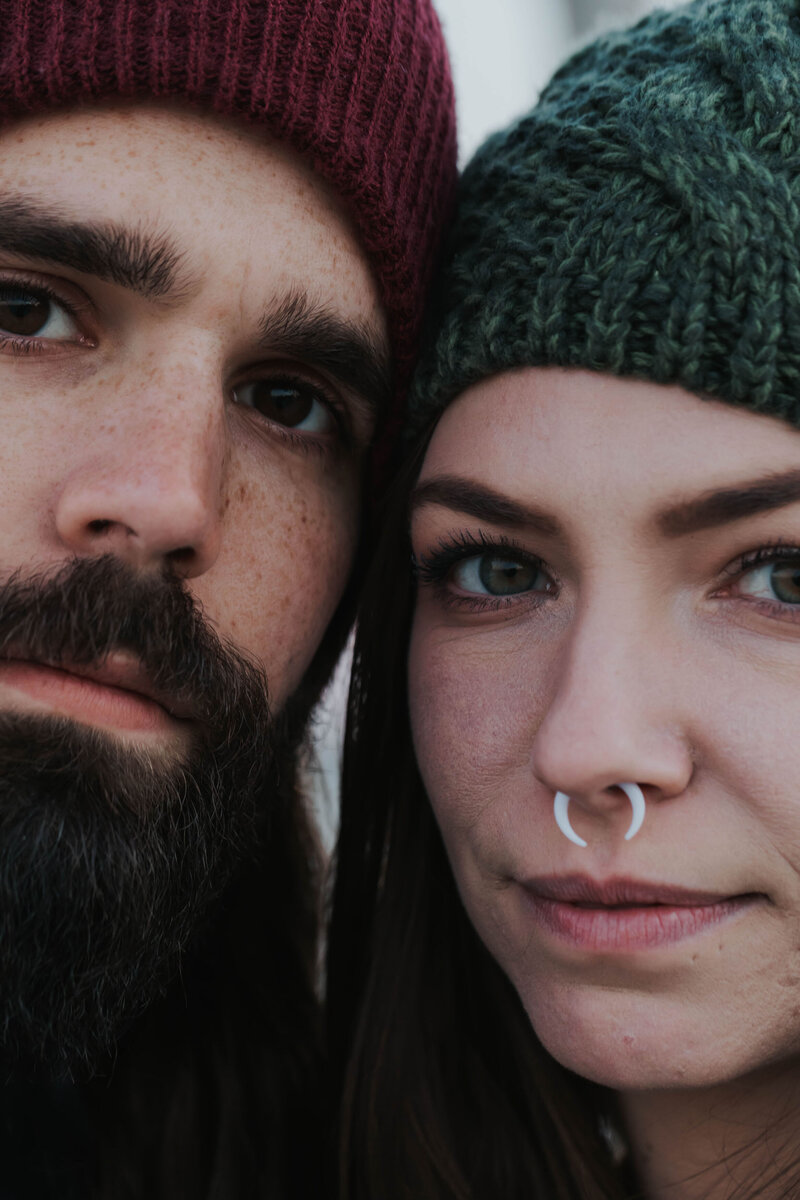 close up of couples faces