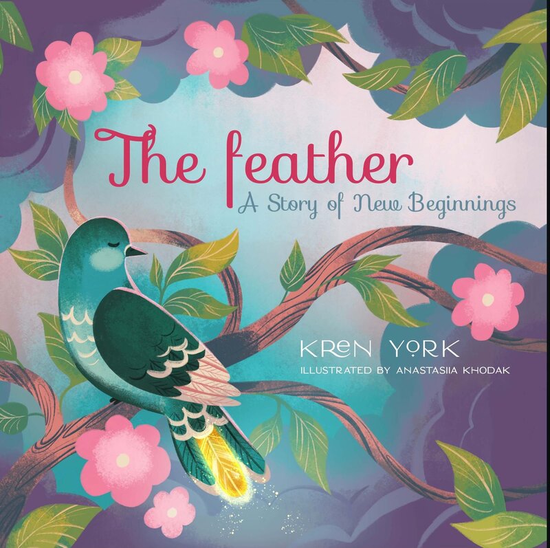 Colorful bird with gold feather in a tree