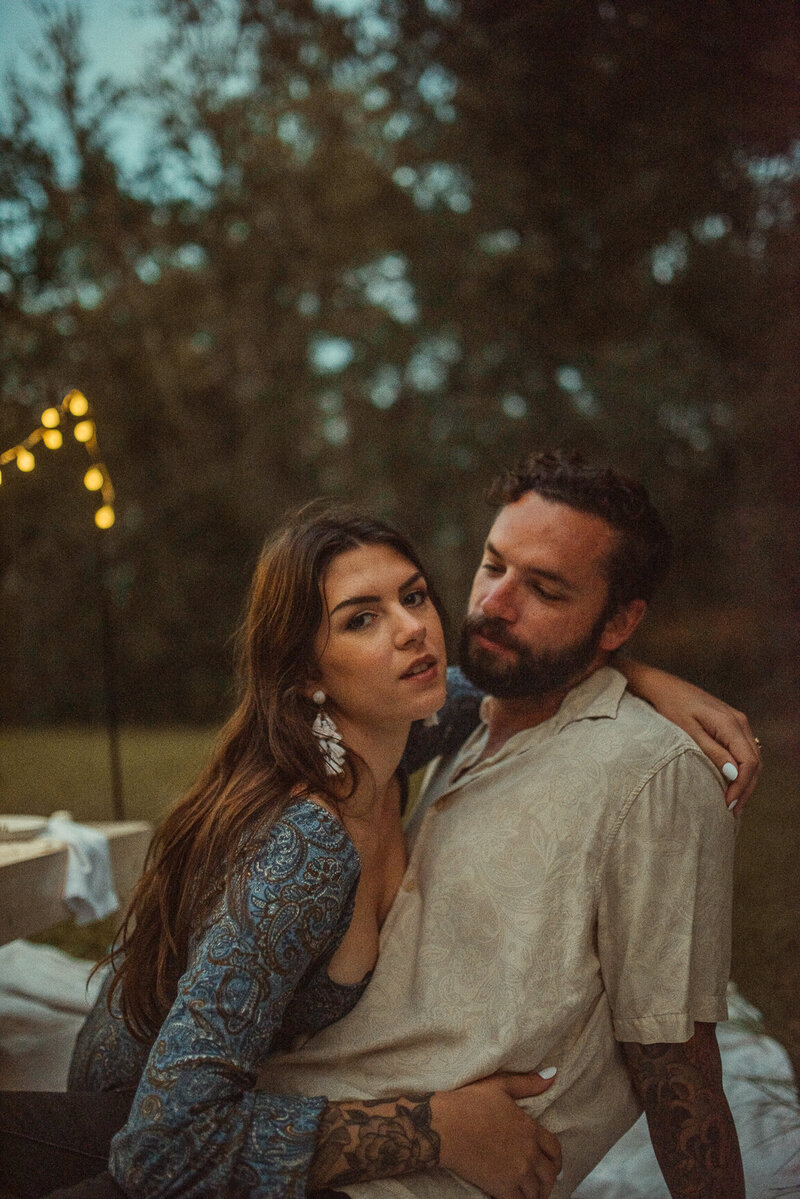Blue hour backyard engagement session in Florida