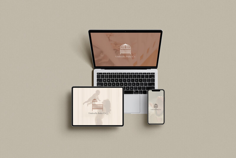 Umbrella Baby Co logo mockup - devices