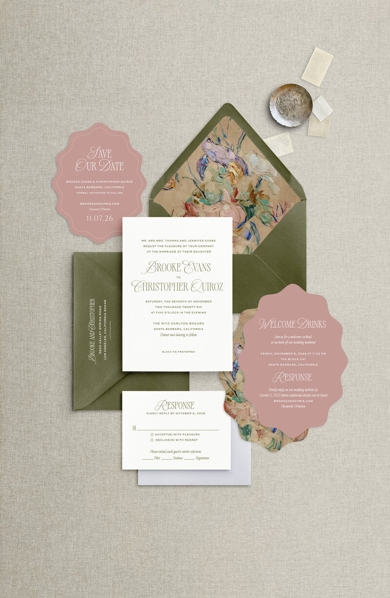 Semi Custom wedding invitation with letterpress
