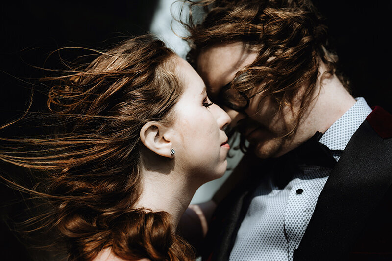 Married couple dramatic portrait in Iceland