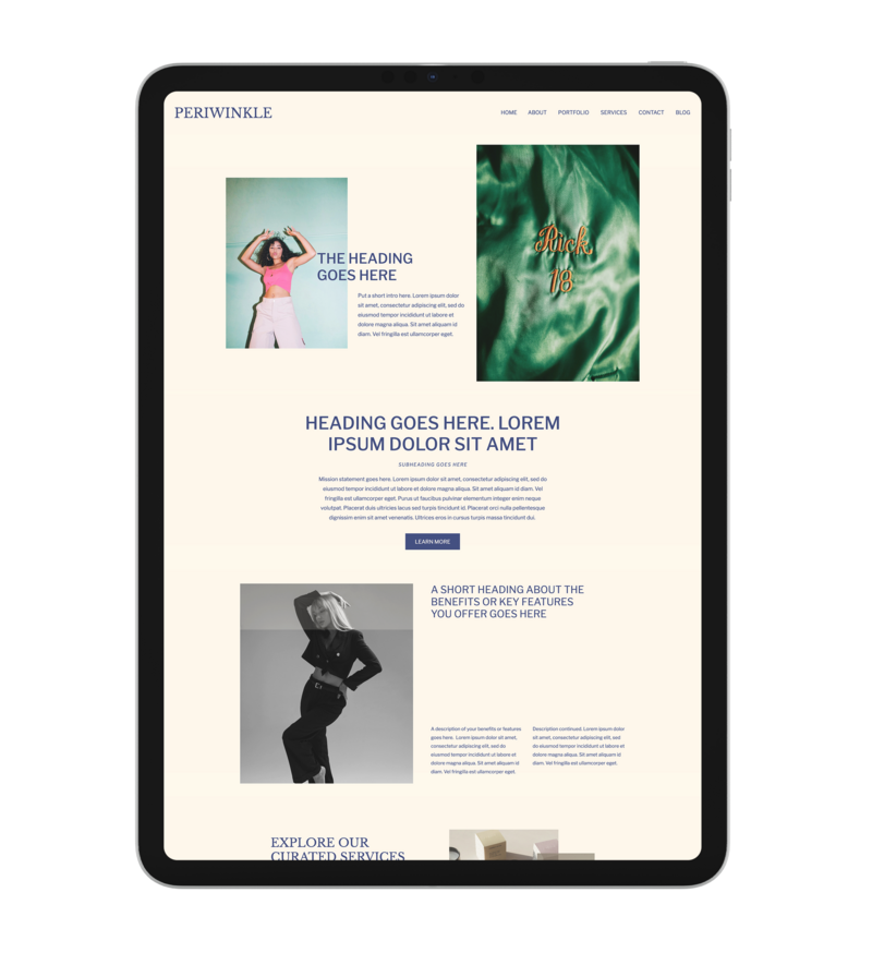 The Periwinkle  Showit Template iPad Mockup