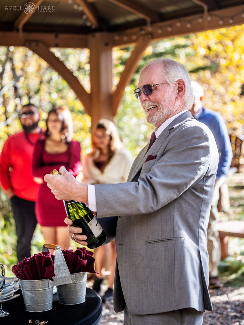 Champagne Toast Outside at Romantic Riversong Inn Estes Park Colorado