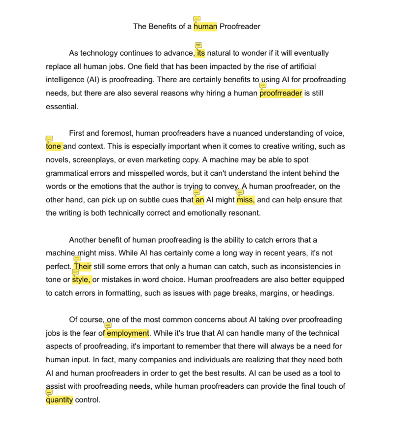 Screenshot Proofreading Sample