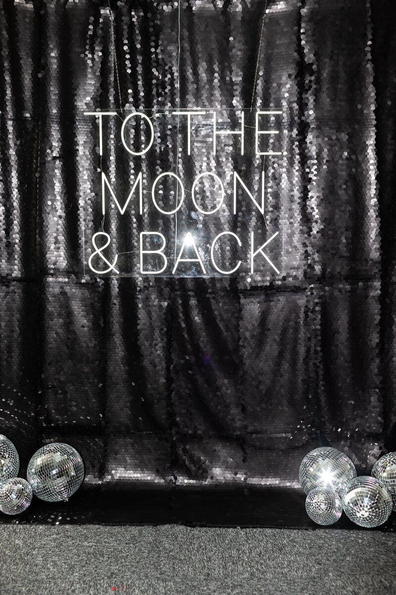 sequins & neon sign premium backdrop