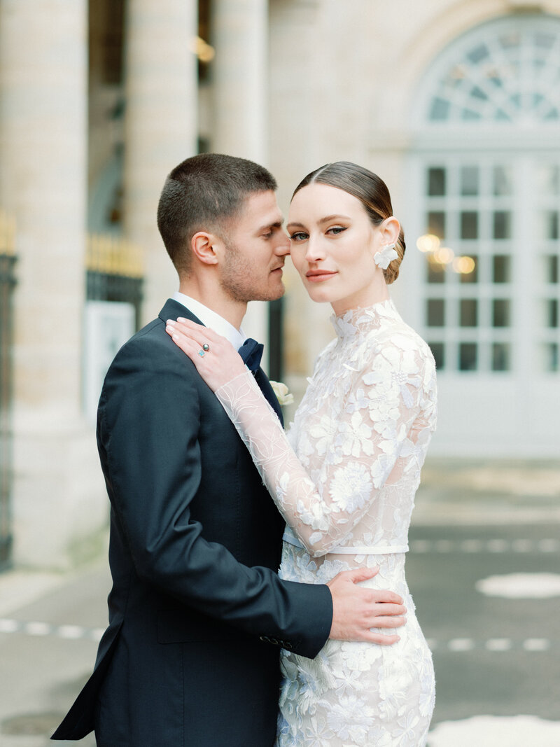 Bride and Groom Portrait in Paris