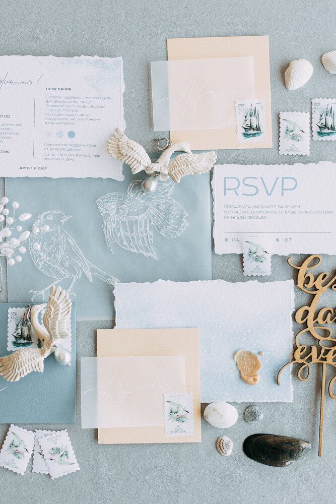 An elegant display of important details of a wedding.