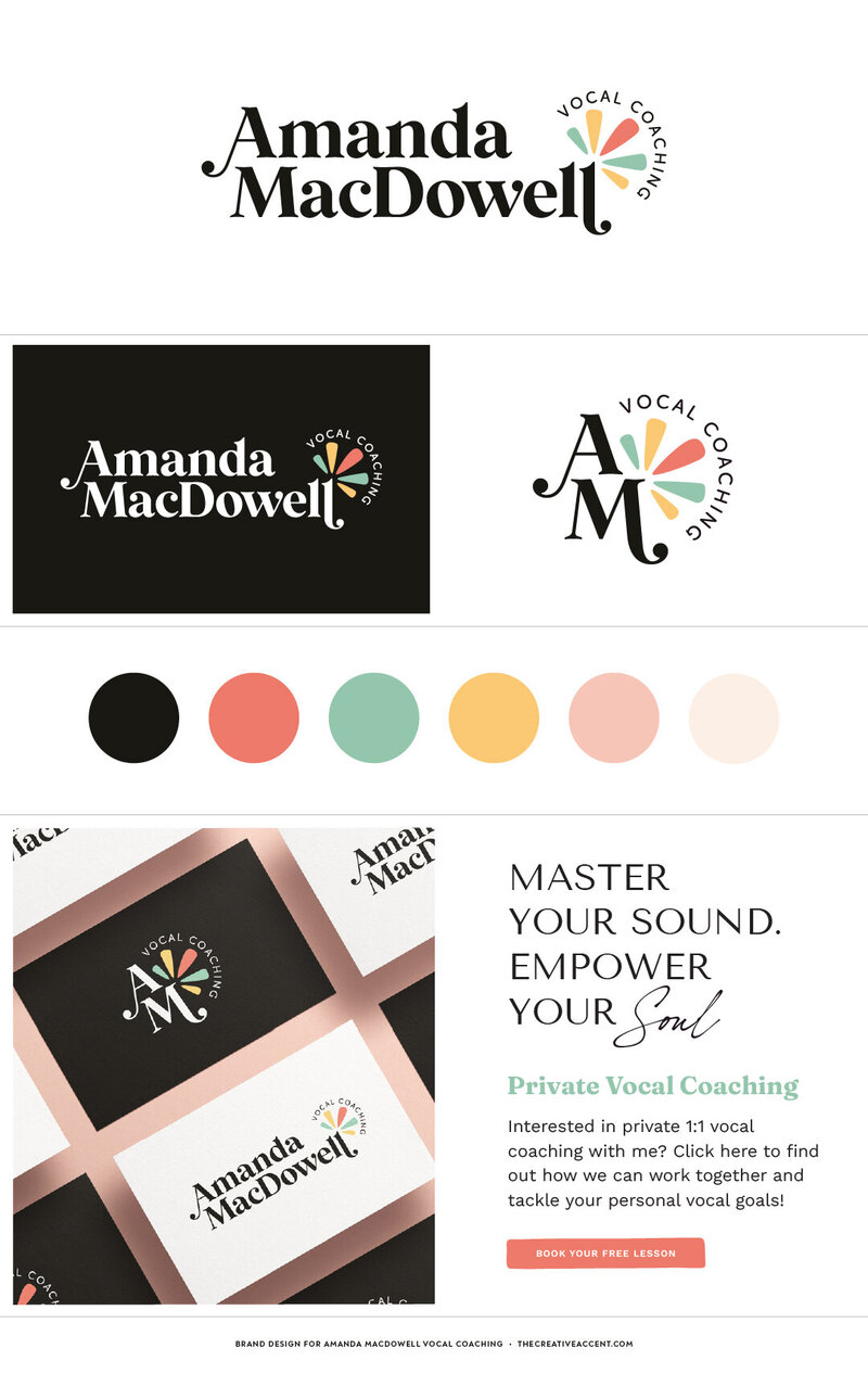 brand guidelines for vocal coach amanda macdowell