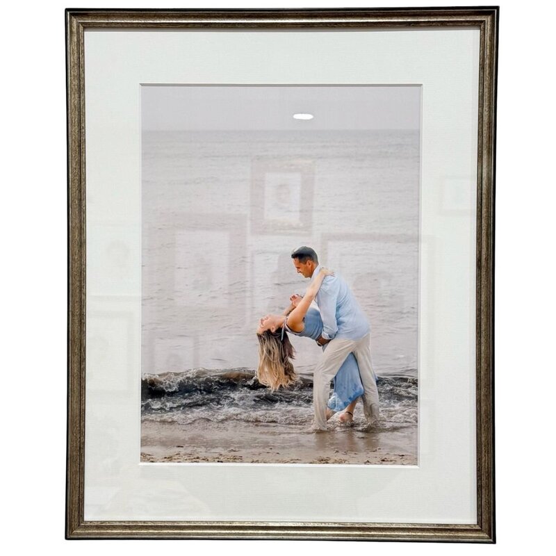 custom framed photo of a couple dancing on the beach in Nantucket