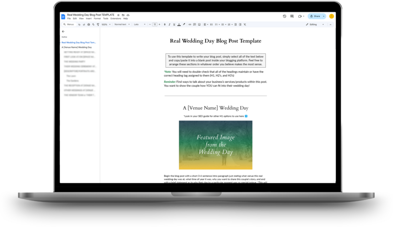blog post template for wedding days  via Google Docs